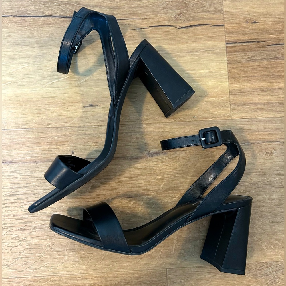 Madden Girl Black Block Ankle Strap Heels